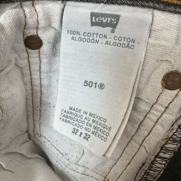 Levis 501 Jeans Mens 32X32 (30X29" ACTUAL) Black Button up Straight Leg Jean - Picture 8 of 9